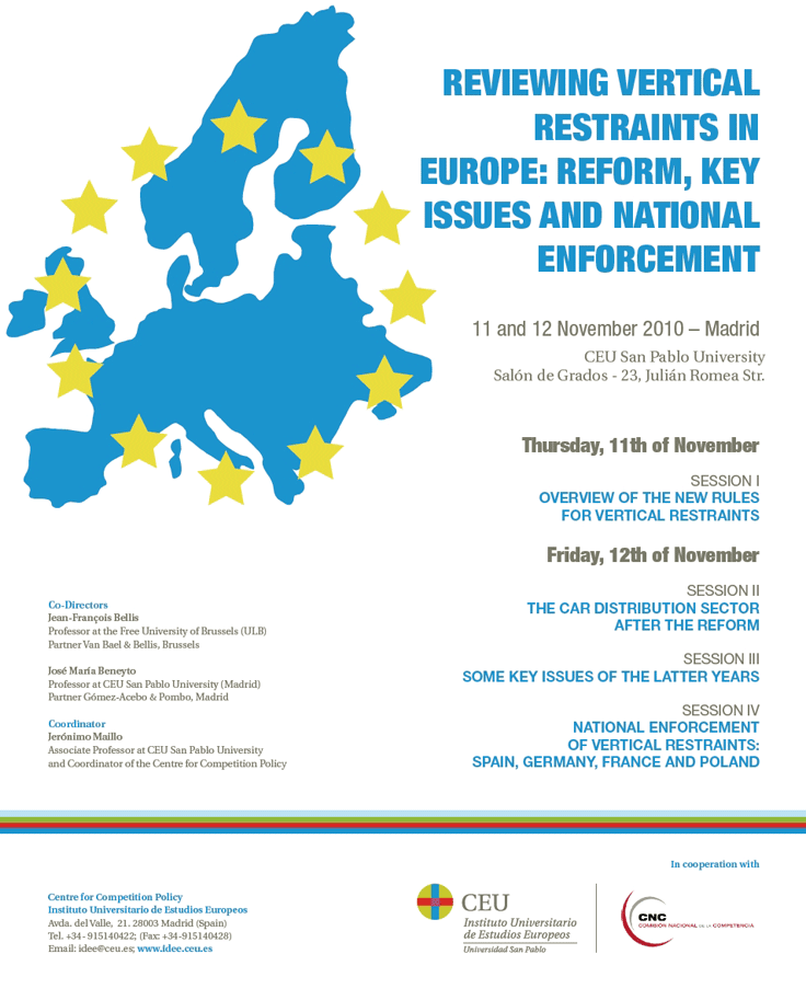 International Conference  “Reviewing Vertical Restraints in Europe: Reform, Key Issues and National Enforcement”  
